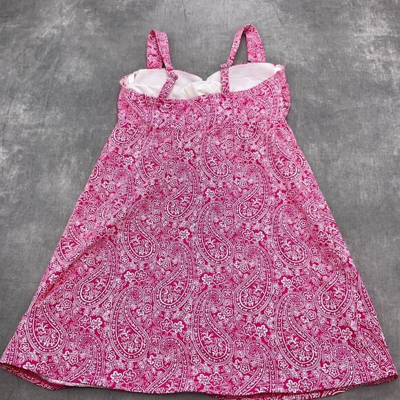 Lands End Swim Tankini Women 6 Pink White Floral Twist Front Pad Bra Top 1pc - Picture 6 of 8